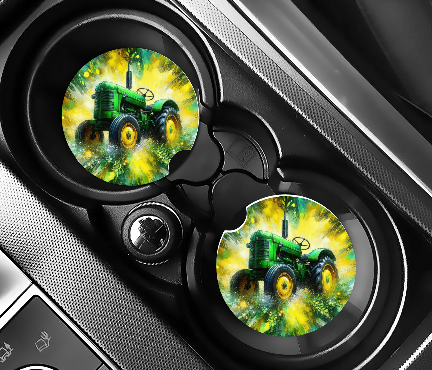 Green Tractor Car Coasters