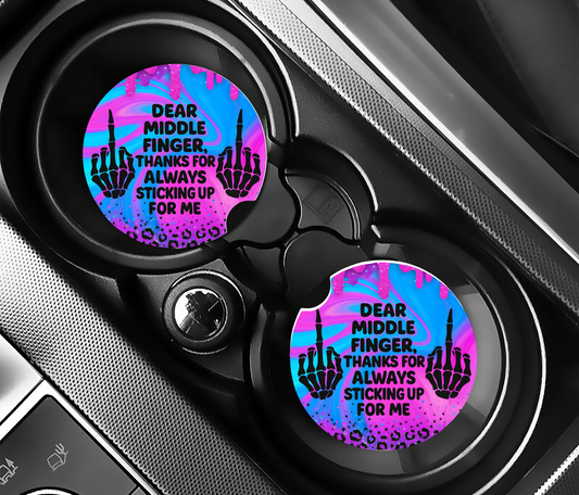 Dear Middle Finger Car Coasters