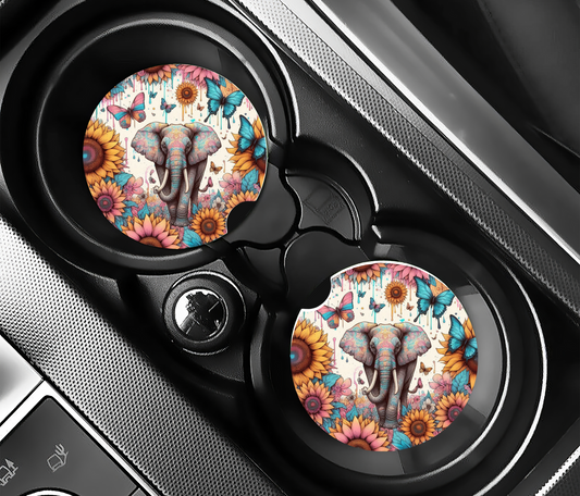 Pastel Elephant Car Coasters