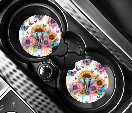 Sunflower Elephant Car Coasters