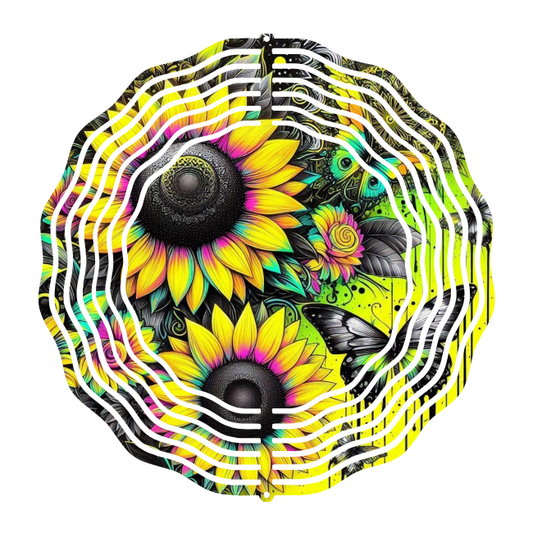 Black Sunflower Wind Spinner