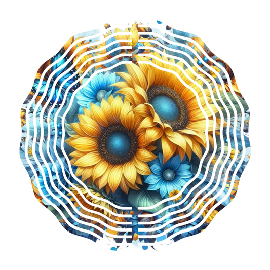Blue Flowers Wind Spinner