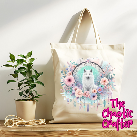 Dreamcatcher Wolf Tote Bag